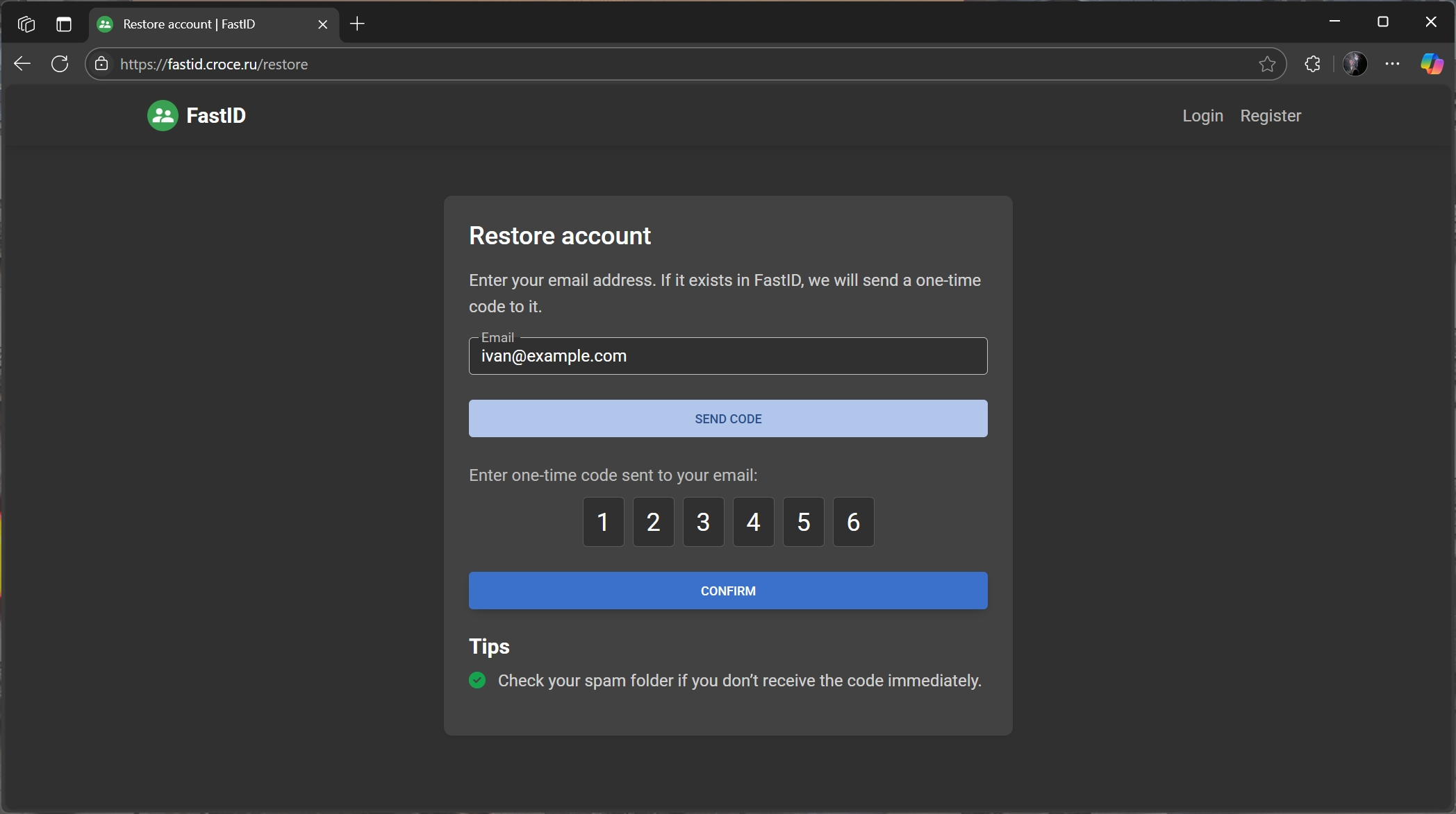 Restore Account